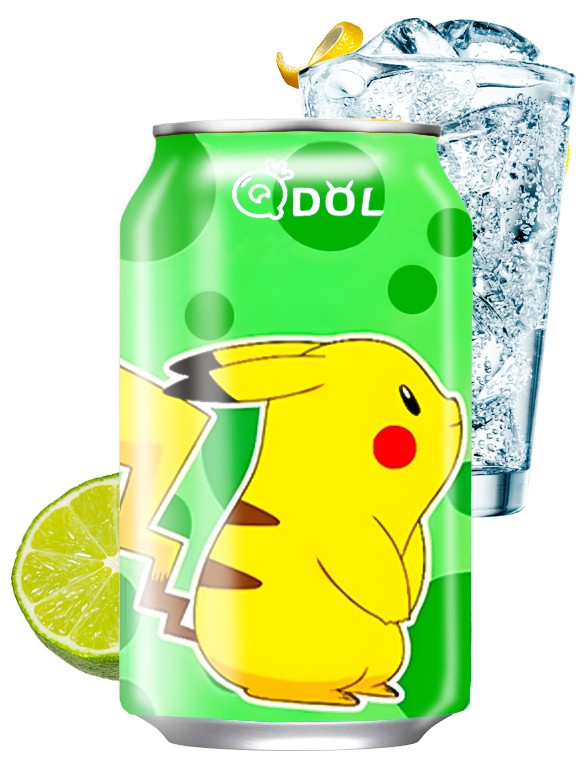 Agua Soda Sabor Lima | Edición Pokemon Pikachu | Qdol 330 ml.